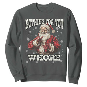 Funny Christmas Santa Sweatshirt Nothing For You Whore Dirty Xmas Jokes TS11 Dark Heather Print Your Wear