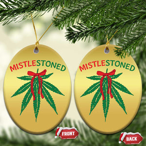 Funny Weed Xmas Christmas Ornament Mistlestoned Mistletoe Led Lights TS11 Oval Gold Print Your Wear