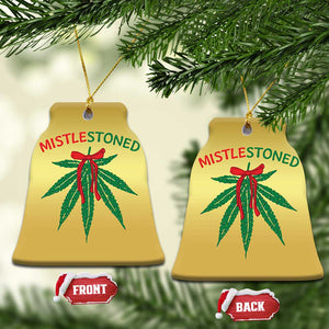 Funny Weed Xmas Christmas Ornament Mistlestoned Mistletoe Led Lights TS11 Bell Flake Gold Print Your Wear