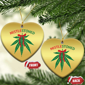 Funny Weed Xmas Christmas Ornament Mistlestoned Mistletoe Led Lights TS11 Heart Gold Print Your Wear