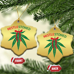 Funny Weed Xmas Christmas Ornament Mistlestoned Mistletoe Led Lights TS11 Snow Flake Gold Print Your Wear