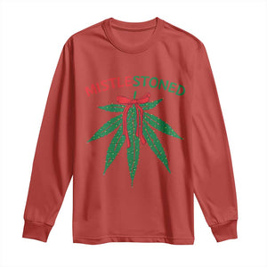 Funny Weed Christmas Long Sleeve Shirt Mistlestoned Mistletoe Led Lights TS11 Red Print Your Wear