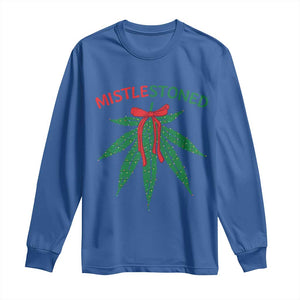 Funny Weed Christmas Long Sleeve Shirt Mistlestoned Mistletoe Led Lights TS11 Royal Blue Print Your Wear