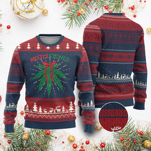 Funny Weed Xmas Ugly Christmas Sweater Mistlestoned Mistletoe Led Lights TS11 Burgundy Print Your Wear