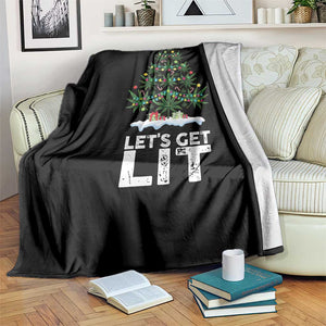 Funny Christmas Weed Throw Blanket Let's Get Lit Weeds Xmas Tree TS11 Print Your Wear