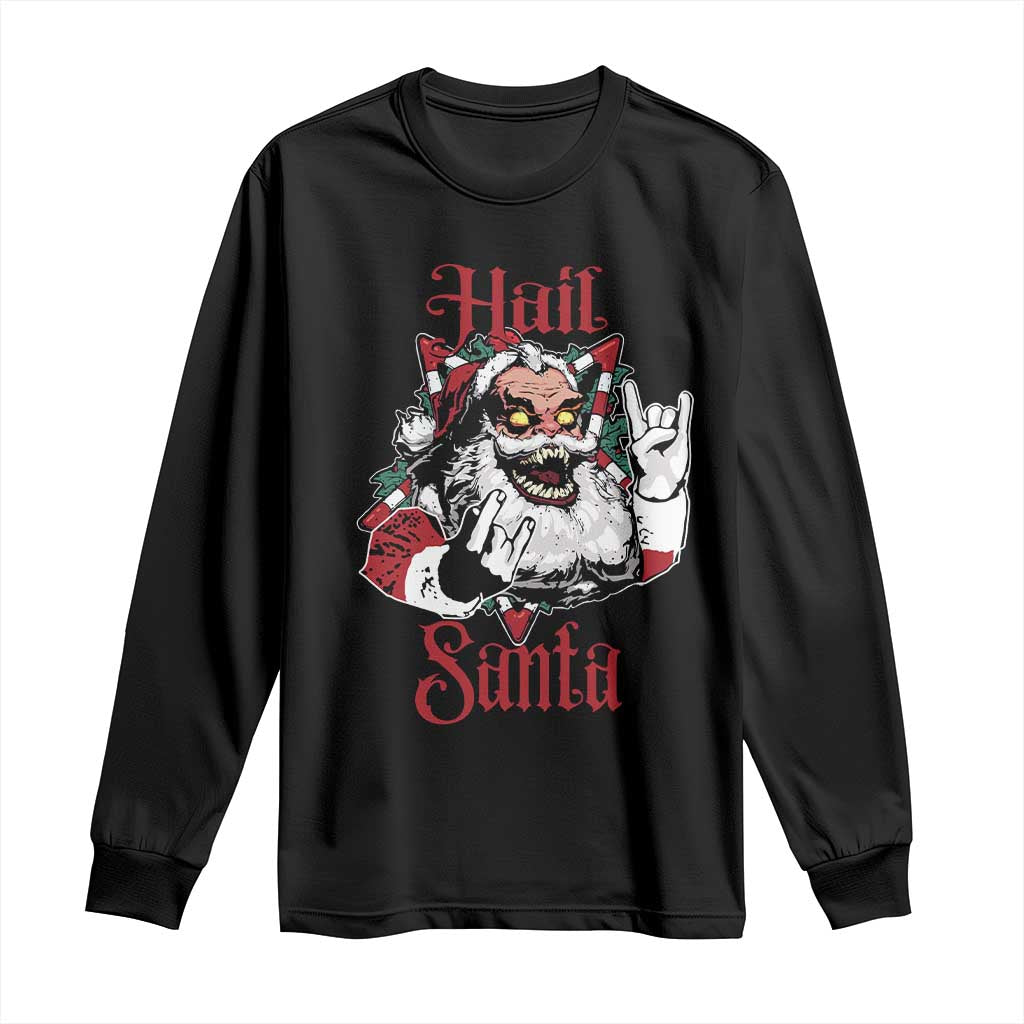 Hail Santa Heavy Metal Christmas Long Sleeve Shirt Krampus Xmas Rock & Roll TS11 Black Print Your Wear