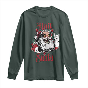 Hail Santa Heavy Metal Christmas Long Sleeve Shirt Krampus Xmas Rock & Roll TS11 Dark Forest Green Print Your Wear