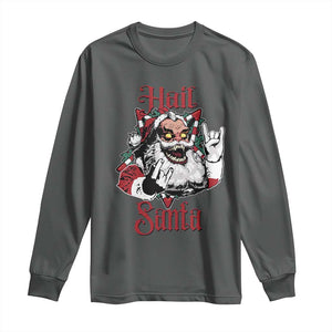 Hail Santa Heavy Metal Christmas Long Sleeve Shirt Krampus Xmas Rock & Roll TS11 Dark Heather Print Your Wear