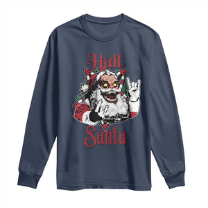 Hail Santa Heavy Metal Christmas Long Sleeve Shirt Krampus Xmas Rock & Roll TS11 Navy Print Your Wear