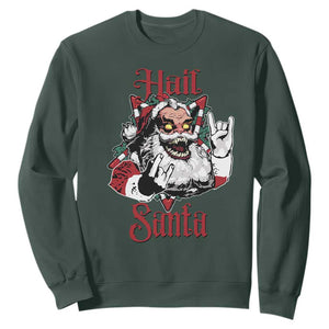 Hail Santa Heavy Metal Christmas Sweatshirt Krampus Xmas Rock & Roll TS11 Dark Forest Green Print Your Wear