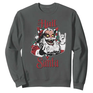 Hail Santa Heavy Metal Christmas Sweatshirt Krampus Xmas Rock & Roll TS11 Dark Heather Print Your Wear