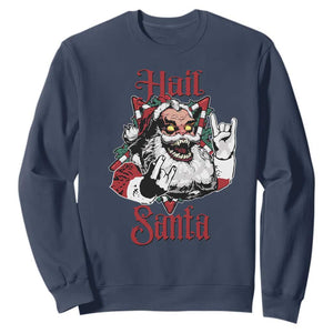 Hail Santa Heavy Metal Christmas Sweatshirt Krampus Xmas Rock & Roll TS11 Navy Print Your Wear