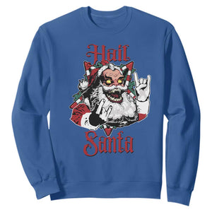 Hail Santa Heavy Metal Christmas Sweatshirt Krampus Xmas Rock & Roll TS11 Royal Blue Print Your Wear