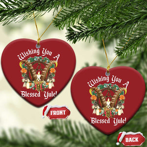 Wishing You A Blessed Yule Christmas Ornament Yule Goat Pagan TS11 Heart Red Print Your Wear