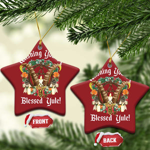 Wishing You A Blessed Yule Christmas Ornament Yule Goat Pagan TS11 Star Red Print Your Wear