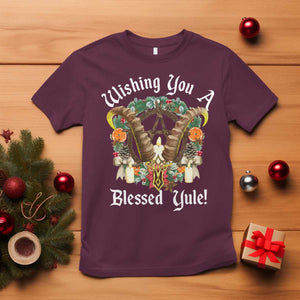 Wishing You A Blessed Yule T Shirt Yule Goat Pagan TS11 Maroon Print Your Wear