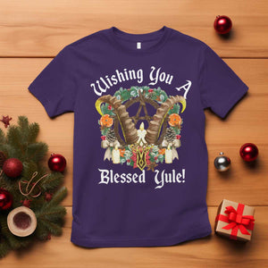 Wishing You A Blessed Yule T Shirt Yule Goat Pagan TS11 Purple Print Your Wear