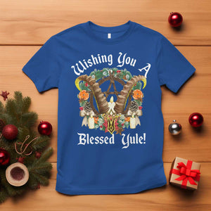 Wishing You A Blessed Yule T Shirt Yule Goat Pagan TS11 Royal Blue Print Your Wear