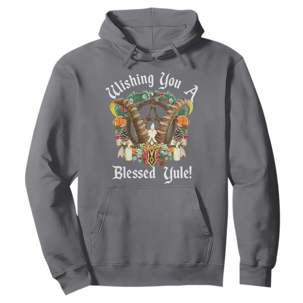 Wishing You A Blessed Yule Hoodie Yule Goat Pagan TS11 Charcoal Print Your Wear