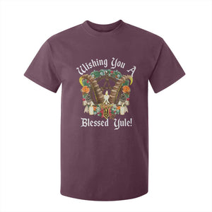 Wishing You A Blessed Yule T Shirt For Kid Yule Goat Pagan TS11 Maroon Print Your Wear