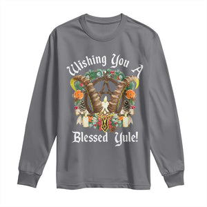 Wishing You A Blessed Yule Long Sleeve Shirt Yule Goat Pagan TS11 Charcoal Print Your Wear