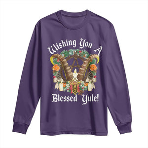 Wishing You A Blessed Yule Long Sleeve Shirt Yule Goat Pagan TS11 Purple Print Your Wear