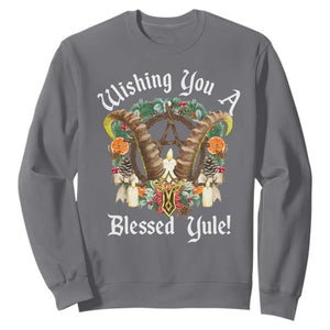 Wishing You A Blessed Yule Sweatshirt Yule Goat Pagan TS11 Charcoal Print Your Wear