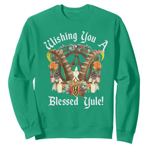 Wishing You A Blessed Yule Sweatshirt Yule Goat Pagan TS11 Irish Green Print Your Wear