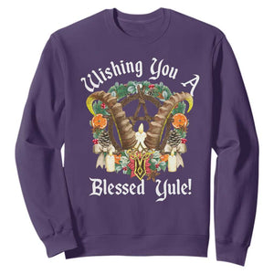 Wishing You A Blessed Yule Sweatshirt Yule Goat Pagan TS11 Purple Print Your Wear