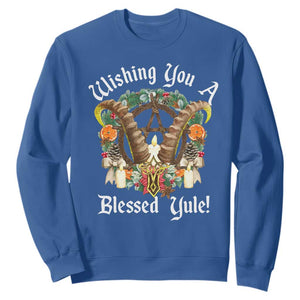 Wishing You A Blessed Yule Sweatshirt Yule Goat Pagan TS11 Royal Blue Print Your Wear