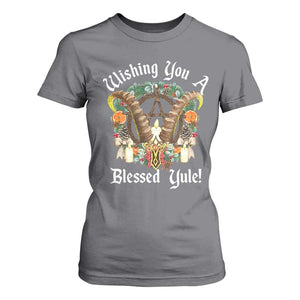 Wishing You A Blessed Yule T Shirt For Women Yule Goat Pagan TS11 Charcoal Print Your Wear