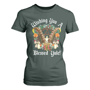 Wishing You A Blessed Yule T Shirt For Women Yule Goat Pagan TS11 Dark Forest Green Print Your Wear