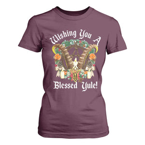 Wishing You A Blessed Yule T Shirt For Women Yule Goat Pagan TS11 Maroon Print Your Wear