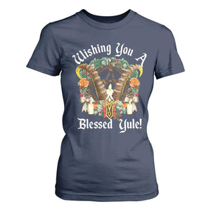 Wishing You A Blessed Yule T Shirt For Women Yule Goat Pagan TS11 Navy Print Your Wear