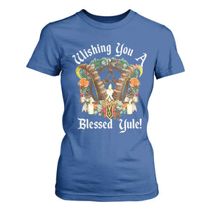 Wishing You A Blessed Yule T Shirt For Women Yule Goat Pagan TS11 Royal Blue Print Your Wear