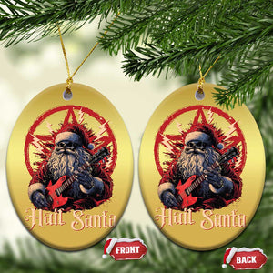 Funny Xmas Hail Santa Christmas Ornament Sleigher Heavy Metal TS11 Oval Gold Print Your Wear