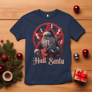 Funny Christmas Hail Santa T Shirt Sleigher Heavy Metal Xmas TS11 Navy Print Your Wear