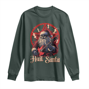 Funny Christmas Hail Santa Long Sleeve Shirt Sleigher Heavy Metal Xmas TS11 Dark Forest Green Print Your Wear