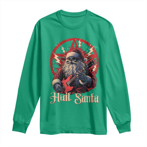 Funny Christmas Hail Santa Long Sleeve Shirt Sleigher Heavy Metal Xmas TS11 Irish Green Print Your Wear