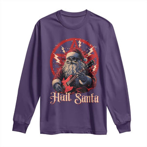 Funny Christmas Hail Santa Long Sleeve Shirt Sleigher Heavy Metal Xmas TS11 Purple Print Your Wear