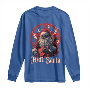 Funny Christmas Hail Santa Long Sleeve Shirt Sleigher Heavy Metal Xmas TS11 Royal Blue Print Your Wear