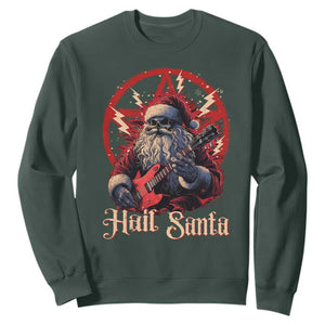 Funny Christmas Hail Santa Sweatshirt Sleigher Heavy Metal Xmas TS11 Dark Forest Green Print Your Wear