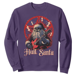 Funny Christmas Hail Santa Sweatshirt Sleigher Heavy Metal Xmas TS11 Purple Print Your Wear