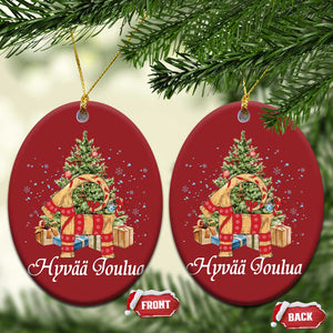 Hyvaa joulua Christmas Ornament Finland Xmas Yulegoat Xmas Tree Himmeli TS11 Oval Red Print Your Wear