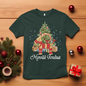 Hyv joulua T Shirt Finland Christmas Yulegoat Xmas Tree Himmeli TS11 Dark Forest Green Print Your Wear