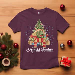 Hyv joulua T Shirt Finland Christmas Yulegoat Xmas Tree Himmeli TS11 Maroon Print Your Wear