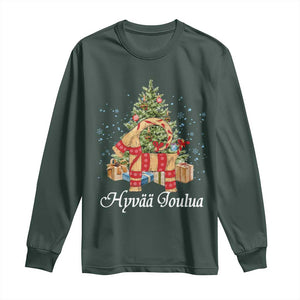 Hyv joulua Long Sleeve Shirt Finland Christmas Yulegoat Xmas Tree Himmeli TS11 Dark Forest Green Print Your Wear