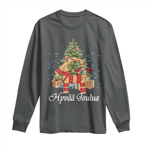 Hyv joulua Long Sleeve Shirt Finland Christmas Yulegoat Xmas Tree Himmeli TS11 Dark Heather Print Your Wear