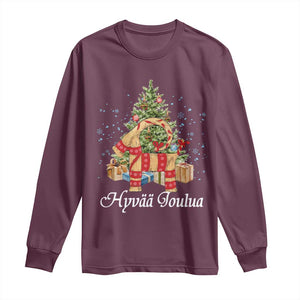 Hyv joulua Long Sleeve Shirt Finland Christmas Yulegoat Xmas Tree Himmeli TS11 Maroon Print Your Wear