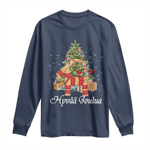 Hyv joulua Long Sleeve Shirt Finland Christmas Yulegoat Xmas Tree Himmeli TS11 Navy Print Your Wear